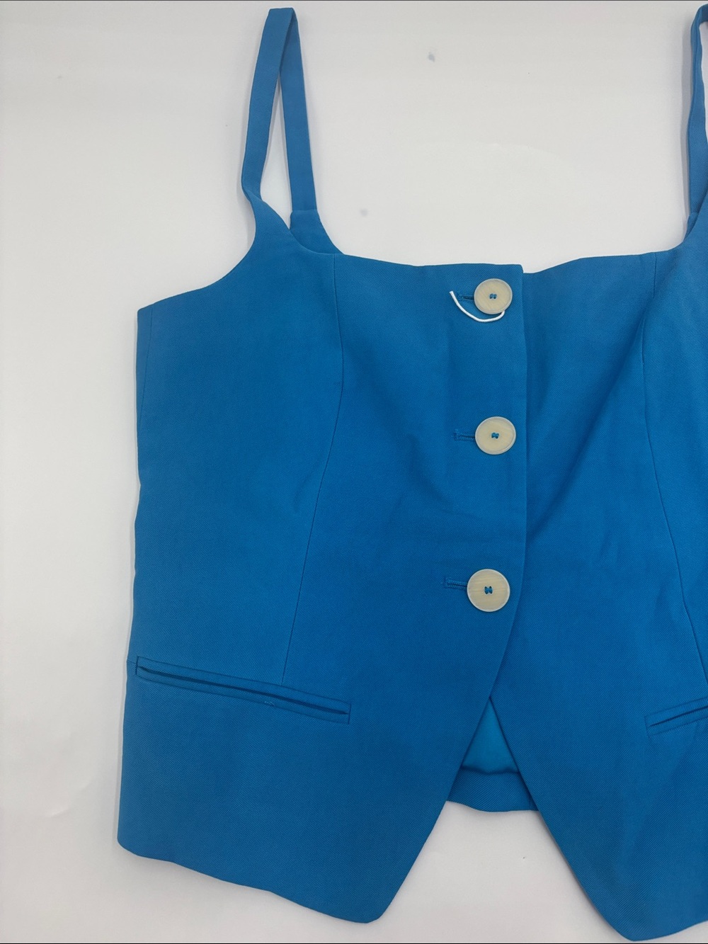 MANGO Suit Vest with Open Back in Blue - Picture 3 of 6